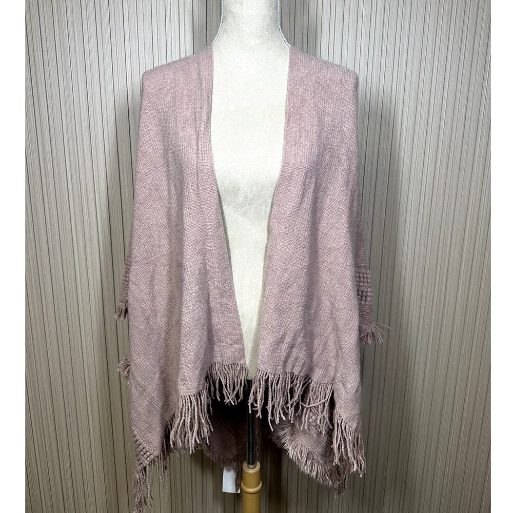 Nordstrom Drapey Open-Front Ruana Wrap Shawl Beige One Size